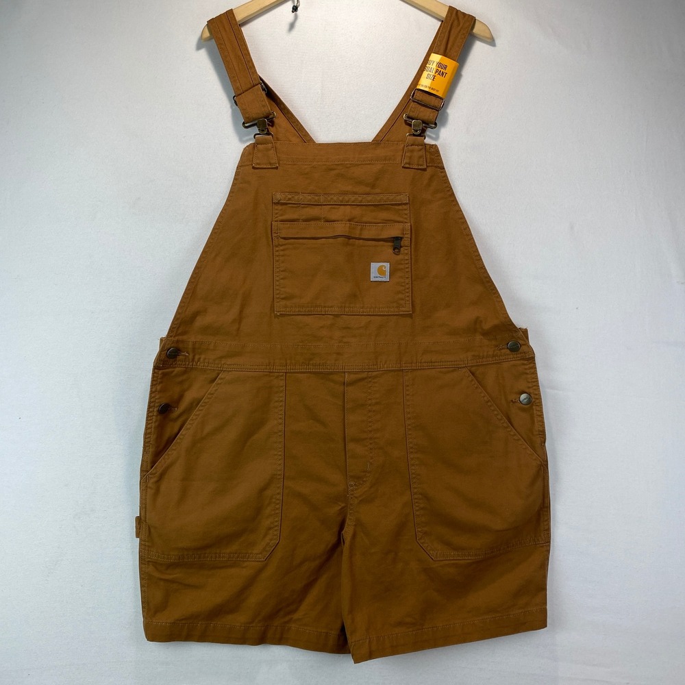 Carhartt Rugged Flex Relaxed Fit Canvas Shortall Women XL Brown BS5268-W Utility